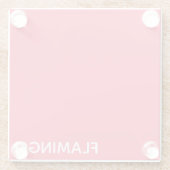 フラミンゴピンク色の名前 ガラスコースター (裏面)