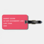 フラミンゴピンク色の名前 ラゲッジタグ (裏面横)