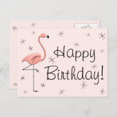 フラミンゴピンク「ハッピーバースデー!」ポストカード ポストカード (正面/裏面)