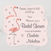 フラミンゴピンク「ブライダルシャワー」ブラケット 招待状 (正面/裏面)