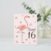 フラミンゴピンク「Sweet 16」縦型はがき ポストカード (スタンド正面)