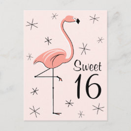 フラミンゴピンク「Sweet 16」縦型はがき ポストカード
