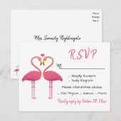 フラミンゴピンクRSVP結婚の熱帯ルアウ(ハワイ式宴会)ビーチ インビテーションポストカード (正面/裏面)