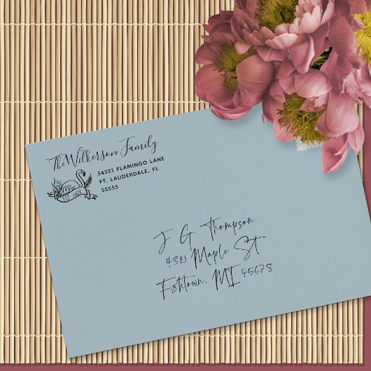 フラミンゴファミリータイポグラフィ住所 シール ラバースタンプ