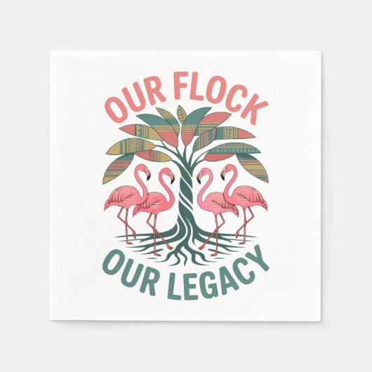 フラミンゴファミリー懇親会私たちの群れ私たちの遺産 スタンダードカクテルナプキン (正面)