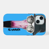 フラミンゴファンキーグラスユニーク動物 iPhone 15ケース (裏面横)