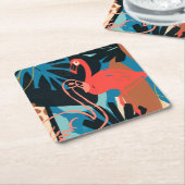 フラミンゴファンキー スクエアペーパーコースター (アングル)