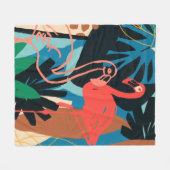 フラミンゴファンキー フリースブランケット (正面(横))