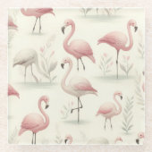 フラミンゴファンシー ガラスコースター (正面)