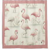 フラミンゴファンシー シャワーカーテン (正面)