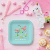 フラミンゴファンダンゴデュオハッピーバースデー広場 ペーパープレート (パーティー)