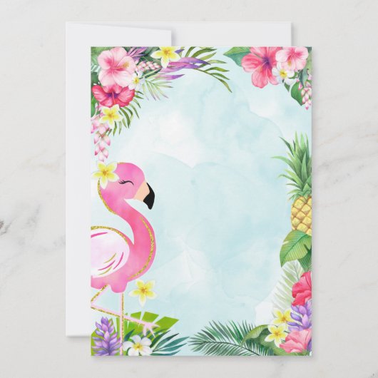 フラミンゴファースト誕生日サマー招待状 招待状 (裏面)