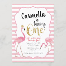 フラミンゴファースト誕生日招待状