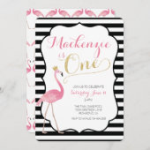 フラミンゴファースト誕生日招待状 招待状 (正面/裏面)