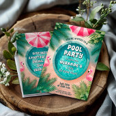 フラミンゴフィエスタプールパーティー誕生日 招待状