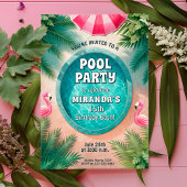 フラミンゴフィエスタプールパーティー誕生日 招待状