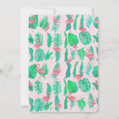 フラミンゴフェイクアート金ゴールドフォイルルアウ（ハワイ式宴会）パーティー 招待状 (裏面)