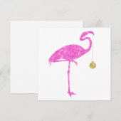 フラミンゴフェイクピンクグリッターフラミンゴスクリスマス シーズンカード (正面/裏面)