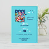 フラミンゴフローティンプール誕生日パーティー 招待状 (スタンド正面)