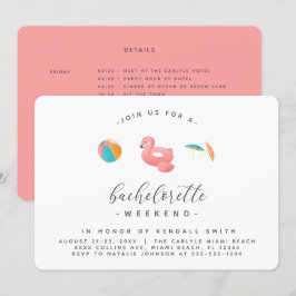 フラミンゴフロートプールパーティーバチェロレッテ週末 招待状