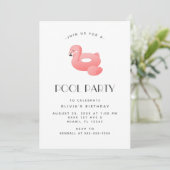 フラミンゴフロートプールパーティー誕生日 招待状 (スタンド正面)