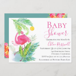 フラミンゴフローラベビーシャワー招待状 招待状