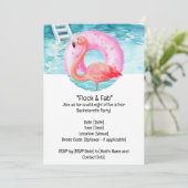 フラミンゴブライダルシャワープールパーティー 招待状 (スタンド正面)