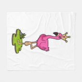 フラミンゴプリンセスと王冠 フリースブランケット (正面(横))