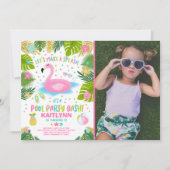 フラミンゴプールパーティの招待状トロピカルフラミンゴ 招待状 (正面)