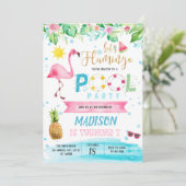 フラミンゴプールパーティーカード 招待状 (スタンド正面)