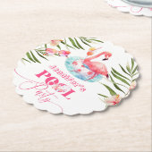 フラミンゴプールパーティーピンクガール誕生日 ペーパーコースター (アングル)