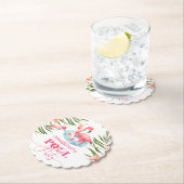 フラミンゴプールパーティーピンクガール誕生日 ペーパーコースター (インサイチュ)