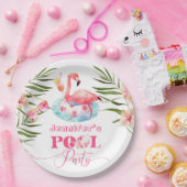 フラミンゴプールパーティーピンクガール誕生日 ペーパープレート (パーティー)