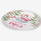フラミンゴプールパーティーピンクガール誕生日 ペーパープレート (アングル)