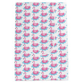 フラミンゴプールパーティーピンクフラミンゴスパーティーバッグ ミディアムペーパーバッグ (裏面)