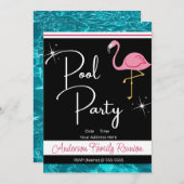 フラミンゴプールパーティーファミリー懇親会招待状 招待状 (正面/裏面)