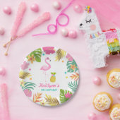 フラミンゴプールパーティー紙トロピカルプールパーティー ペーパープレート (パーティー)