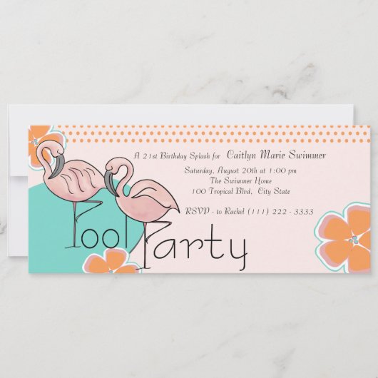 フラミンゴプールパーティー 招待状 (正面)