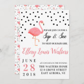 フラミンゴベビーガールシップアンドシー招待状 招待状 (正面/裏面)