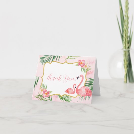 フラミンゴベビーシャワーサンキューカード サンキューカード (正面)