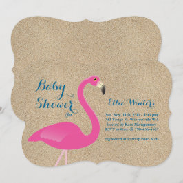 フラミンゴベビーシャワー招待状-ビーチサンド 招待状