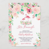 フラミンゴベビーシャワー招待状、フラミンゴシャワー 招待状 (正面/裏面)