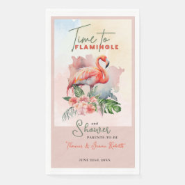フラミンゴベビーシャワー紙ゲストタオル