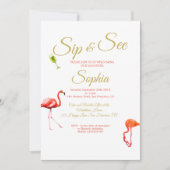 フラミンゴベビーブルーストライプ園区と参照 招待状 (正面)