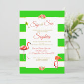 フラミンゴベビー非ジェンダーグリーンストライプ園区と参照 招待状 (スタンド正面)