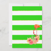 フラミンゴベビー非ジェンダーグリーンストライプ園区と参照 招待状 (裏面)