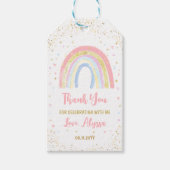 フラミンゴペネアップル熱帯誕生日ありがとう ギフトタグ (正面)