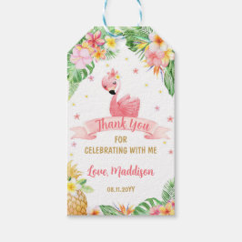 フラミンゴペネアップル熱帯誕生日ありがとう ギフトタグ