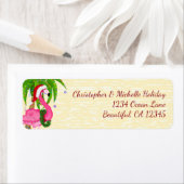 フラミンゴホリデーパームツリービーチクリスマスアドレス ラベル (インサイチュ)