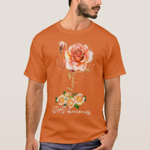 フラミンゴホープオレンジリボンADHD認識度 Tシャツ